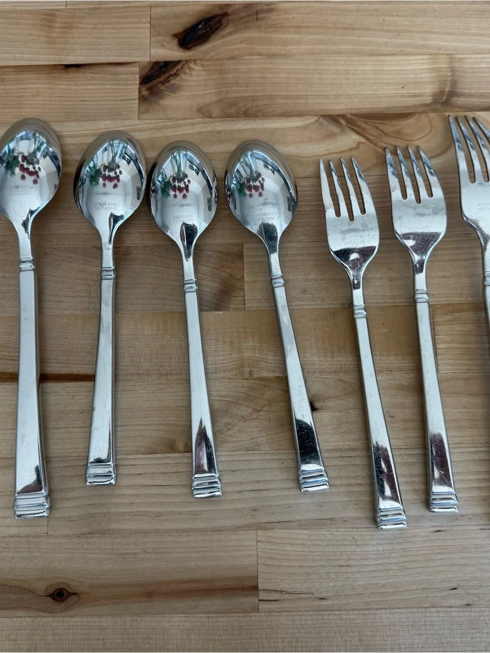 Pottery Barn Stainless Steel —Dessert Spoon and Fork - Silver